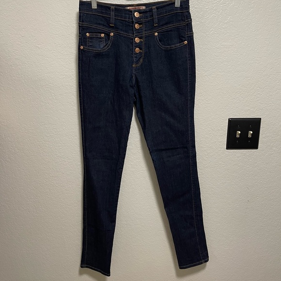 Judy Blue Made in the USA Dark Denim Button Fly Skinny Jeans Size 9 - Picture 1 of 6